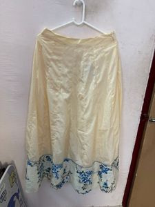 Cream Floral Border Ethnic Skirt