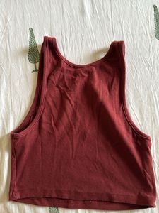 Ribbed Burgundy Crop Tank Top
