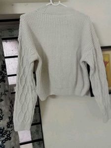 ZUDIO Cream Cable Knit Cropped Sweater