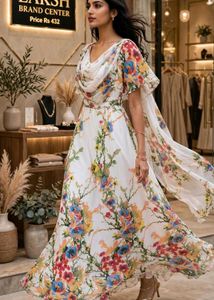 Floral Printed Chiffon Dress