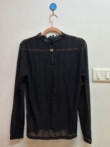 Chic Black Lace Long Sleeve Top