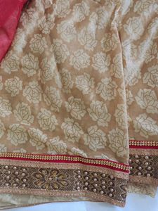 ✅ Rakhi Special || Heavy Silk Golden Saree With Attached Red Blouse Piece