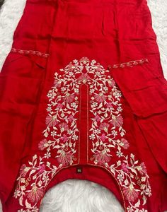 Red Embroidered Kurta Set