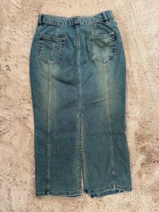 Classic Wash Denim Maxi Skirt
