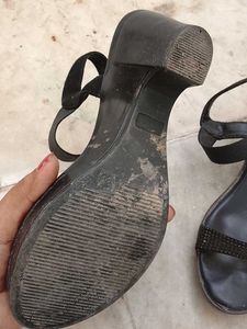 Chic Black Embellished Heel Sandals