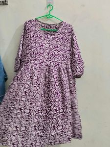 Purple Floral Print Kurta Only kurt