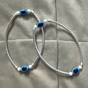 Evil Eye Anklets - Silver Tone