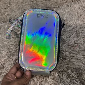 Holographic Silver Shine Crossbody Pouch Purse