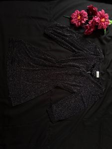 Sparkly Black V-Neck Dress