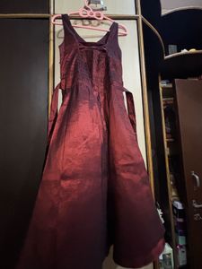 Burgundy Satin Fit &amp; Flare Party Dress | Sleeveles