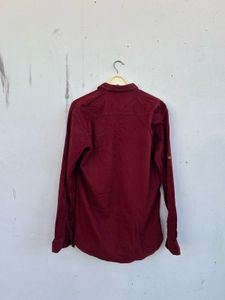 Maroon Long Sleeve Button-Up Shirt