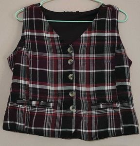 Plaid Button-Up Vest