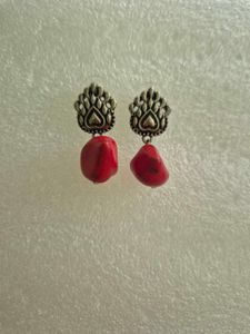 Red Stone Earrings - New
