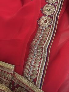 Red Embroidered Saree with blouse