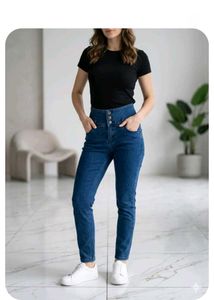 High Waisted Skinny Blue Jeans
