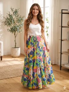 Boho Floral Tiered Maxi Skirt