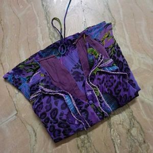 Purple Leopard Print Flared Dress