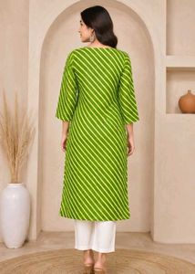 Green Bandhani Cotton Kurti