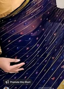 Elegant Navy Blue Saree with Embellishments