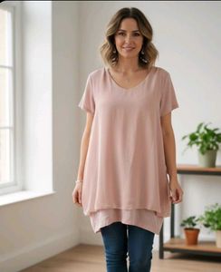 Elegant Pink Layered Tunic Top