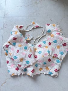Unused Leaf Design Cotton Blouse