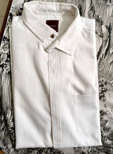 Men White Formal Half Shirt XXL