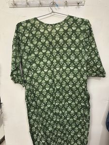 Green Printed Cotton Kurta