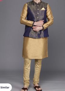 Straight Kurta With Chutidar,Printed Nehru Jacket