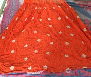 Vibrant Orange Bandhani Print Skirt