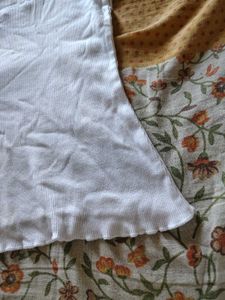 White Ribbed Floral Embroidered Baby Tee