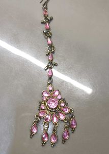 Pink Stone Maang Tikka
