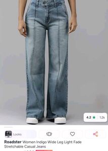 Wide leg light weight stretchable casual blue jean