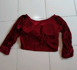 Velvet Twist-Front Padded Crop Top