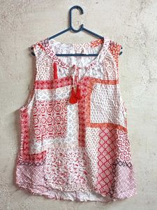 Boho Patchwork Sleeveless Blouse Oversized