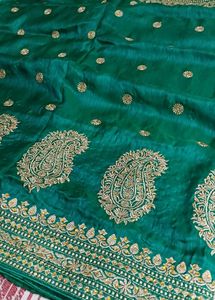 Emerald Green Embroidered Silk Saree