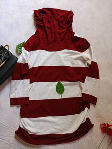 Striped Cowl Neck Tunic