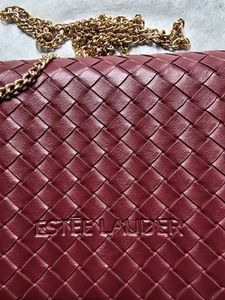 Estee Lauder Woven Clutch with Gold Chain