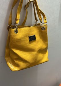 Yellow Croc-Embossed Tote Bag