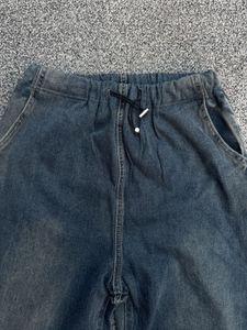 Washed Denim Wide Leg Pants