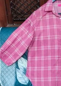 Pink Plaid Button-Up Shirt