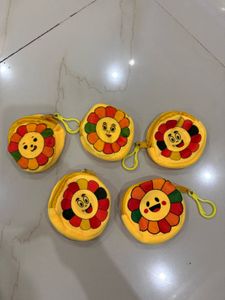 Cute Cartoon Flower Pouches - Set of 5