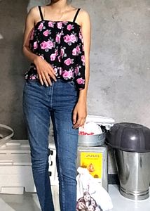 Price Drop-Black Floral Stylish Skirt