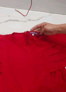 Red Ruffle Sleeve Jumpsuit