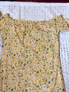 Shein Yellow Floral Off-Shoulder Mini Dress