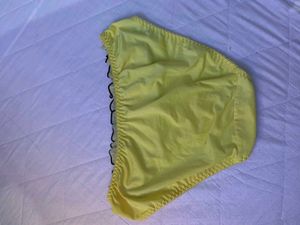Cute Yellow Ruffled Briefs with Black Lace Trim