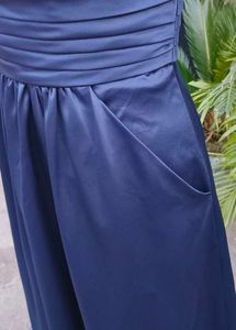 Elegant Navy Blue Strapless Gown