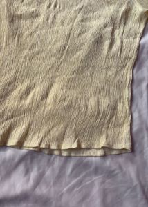 Cream Textured Top with Ruffled Collar