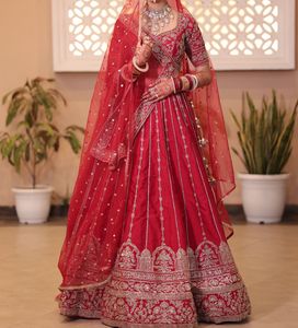 Plum Red Handwork Bridal Lehenga