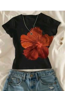 Black Floral Print T-Shirt