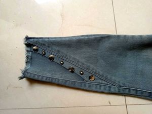 Grey Wash Button Detail Jeans